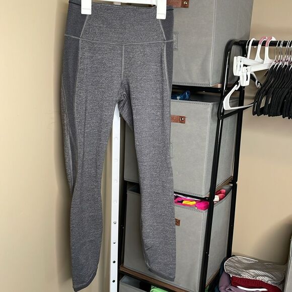 Lululemon High Rise 25” 7/8 Leggings w Side Pockets Sz 6 Heathered Slate Grey - Picture 1 of 5